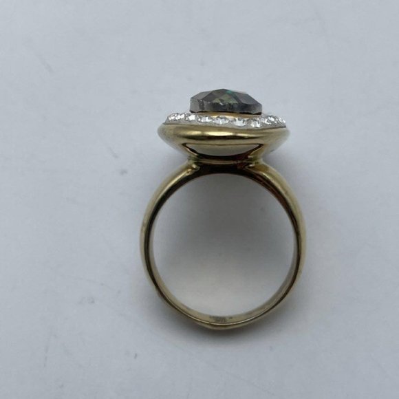 Stainless Steel 316L Gold-Tone White Stone Multi-Color Rhinestone Finger Ring - Picture 4 of 6